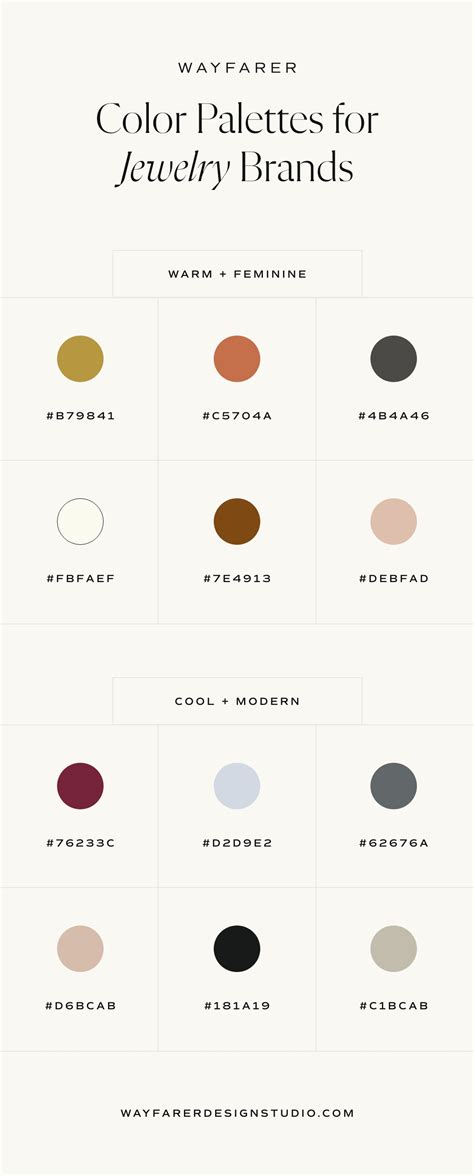 color palette for jewellery brand